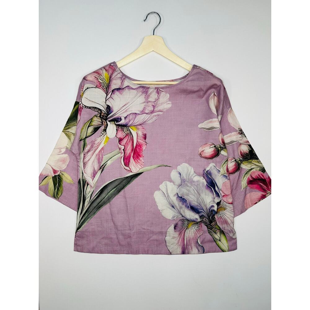Soft Surroundings Lavender Floral Oversized Tunic Top